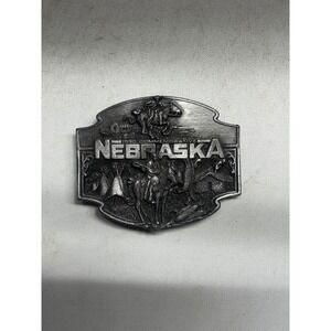 Vintage 1990 Commemorative Nebraska Pewter Belt Buckle Siskiyou Limited Edition